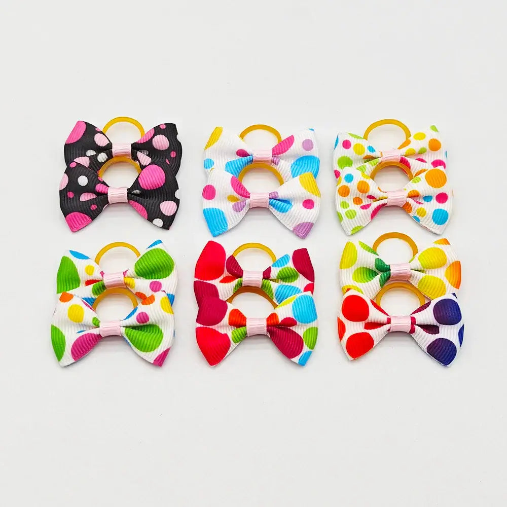 100 Pieces Pet Hair Accessories Elastic Rubber Band Dog Hair Bows 121 Colors Cute Ribbon Hair Clips for Yorkshire And
