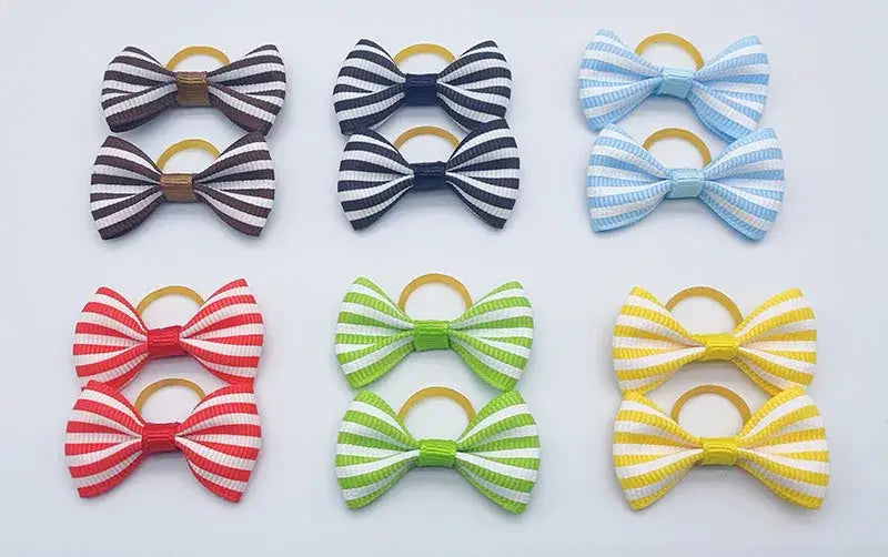 100 Pieces Pet Hair Accessories Elastic Rubber Band Dog Hair Bows 121 Colors Cute Ribbon Hair Clips for Yorkshire And