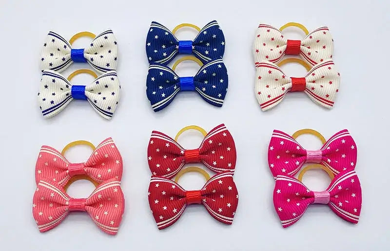 100 Pieces Pet Hair Accessories Elastic Rubber Band Dog Hair Bows 121 Colors Cute Ribbon Hair Clips for Yorkshire And