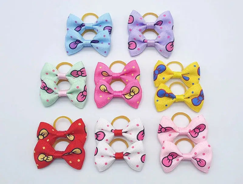 100 Pieces Pet Hair Accessories Elastic Rubber Band Dog Hair Bows 121 Colors Cute Ribbon Hair Clips for Yorkshire And