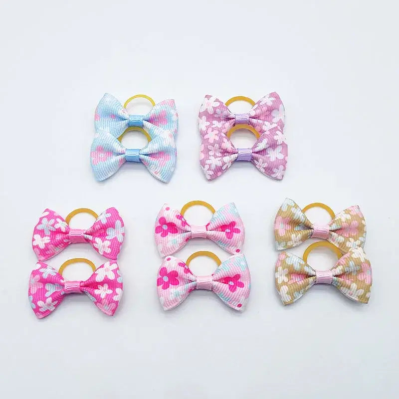 100 Pieces Pet Hair Accessories Elastic Rubber Band Dog Hair Bows 121 Colors Cute Ribbon Hair Clips for Yorkshire And