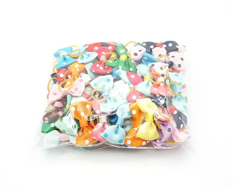 100 Pieces Pet Hair Accessories Elastic Rubber Band Dog Hair Bows 121 Colors Cute Ribbon Hair Clips for Yorkshire And