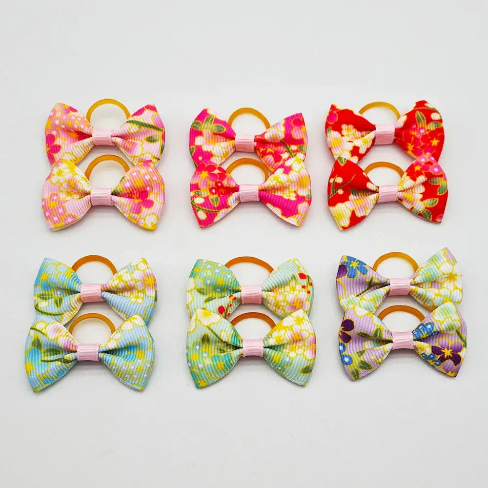 100 Pieces Pet Hair Accessories Elastic Rubber Band Dog Hair Bows 121 Colors Cute Ribbon Hair Clips for Yorkshire And