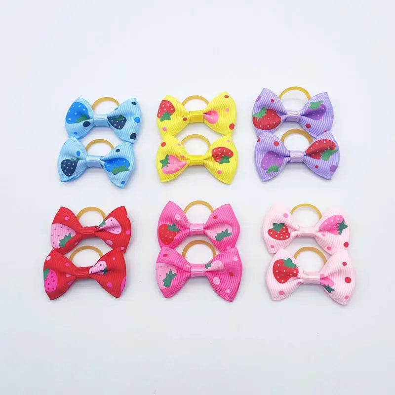 100 Pieces Pet Hair Accessories Elastic Rubber Band Dog Hair Bows 121 Colors Cute Ribbon Hair Clips for Yorkshire And