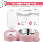 1Cat Feeding Water Dispenser Pet Water and Food Bowl Set with Automatic Water Dispenser Bottle