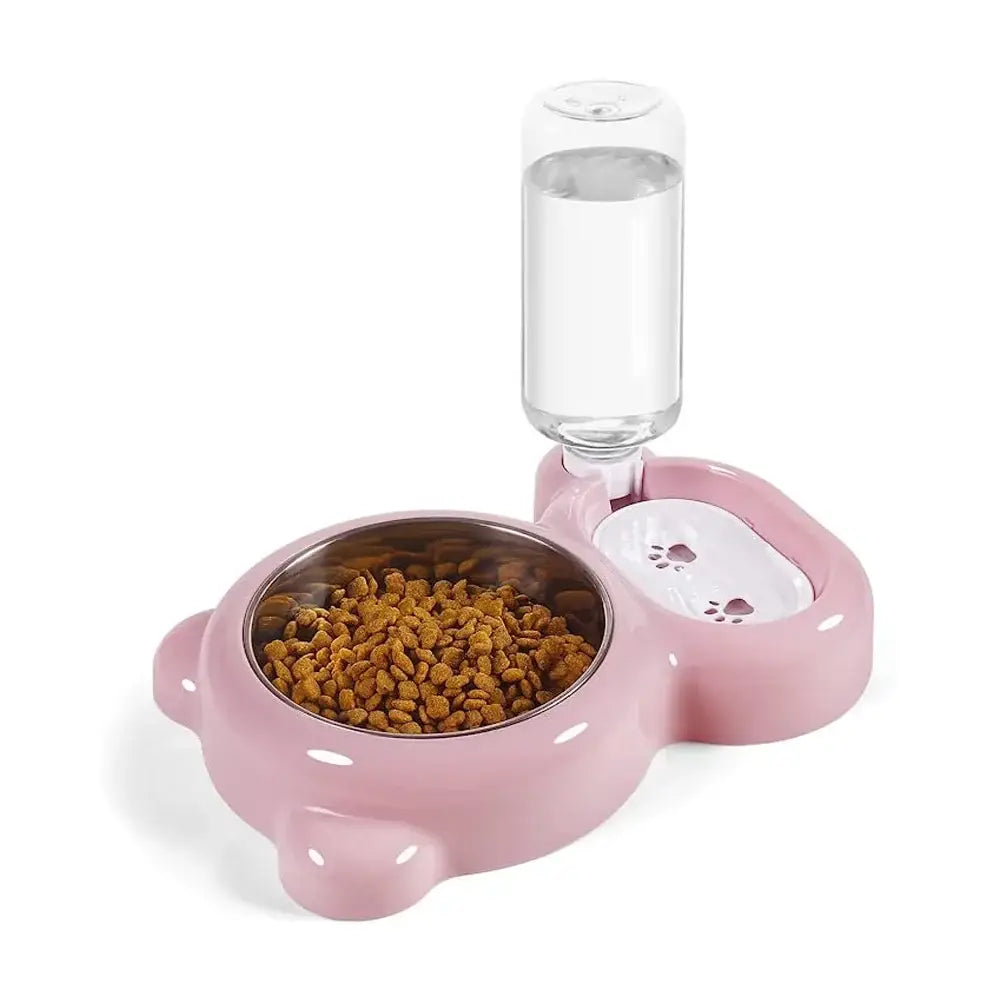 1Cat Feeding Water Dispenser Pet Water and Food Bowl Set with Automatic Water Dispenser Bottle