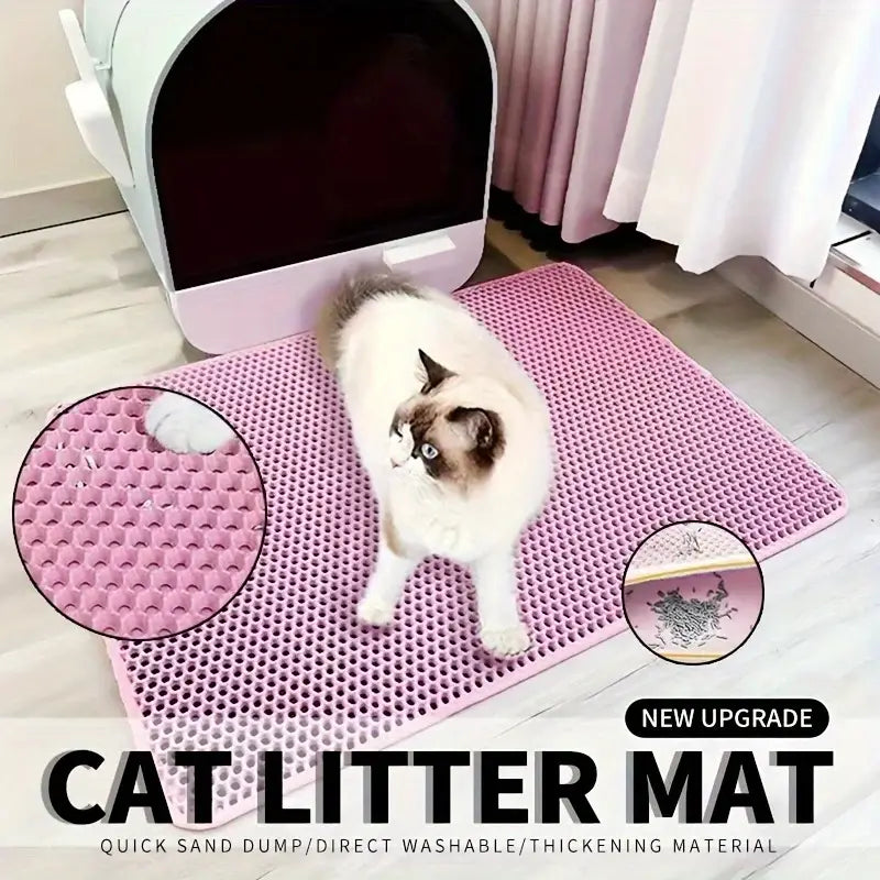 1Pc Large Size Cat Litter Mat-Advanced Honeycomb Double Layer Design,Urine Waterproof,Easy Cleaning,Scatter