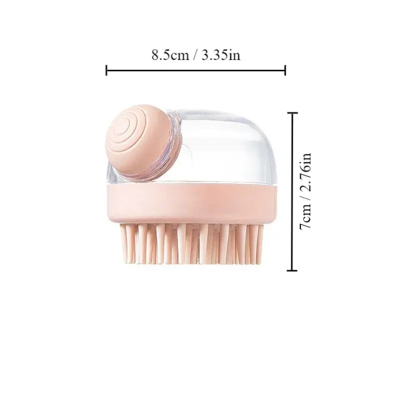 1pc Pet Bath Brush Soft Silicone With Shampoo Dispenser Gentle Massage For Grooming And Cleaning Fur And Hair - pink