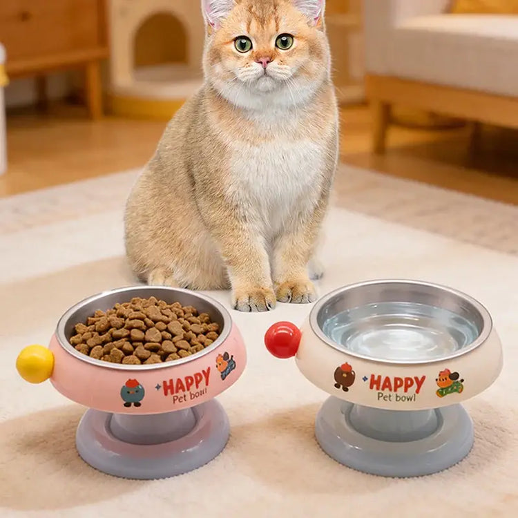 2A Pet Raised Cat Bowl Cat Drinking Bowl Detachable Cat Kitten Protection Bowl Non-Slip Pet Feeder Bowl Cat Accessories
