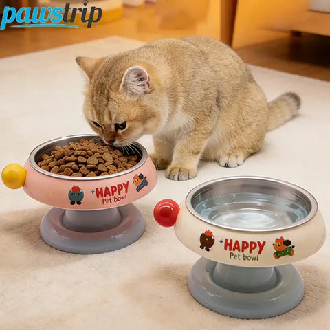 2A Pet Raised Cat Bowl Cat Drinking Bowl Detachable Cat Kitten Protection Bowl Non-Slip Pet Feeder Bowl Cat Accessories