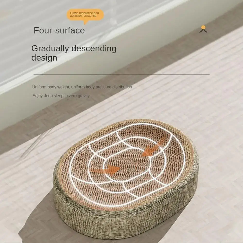 2in1 Cat Scratching Board Protect Furniture Grinding Claw Toys Oval Sisal weaving Wear-resistant Cat Nest Cat