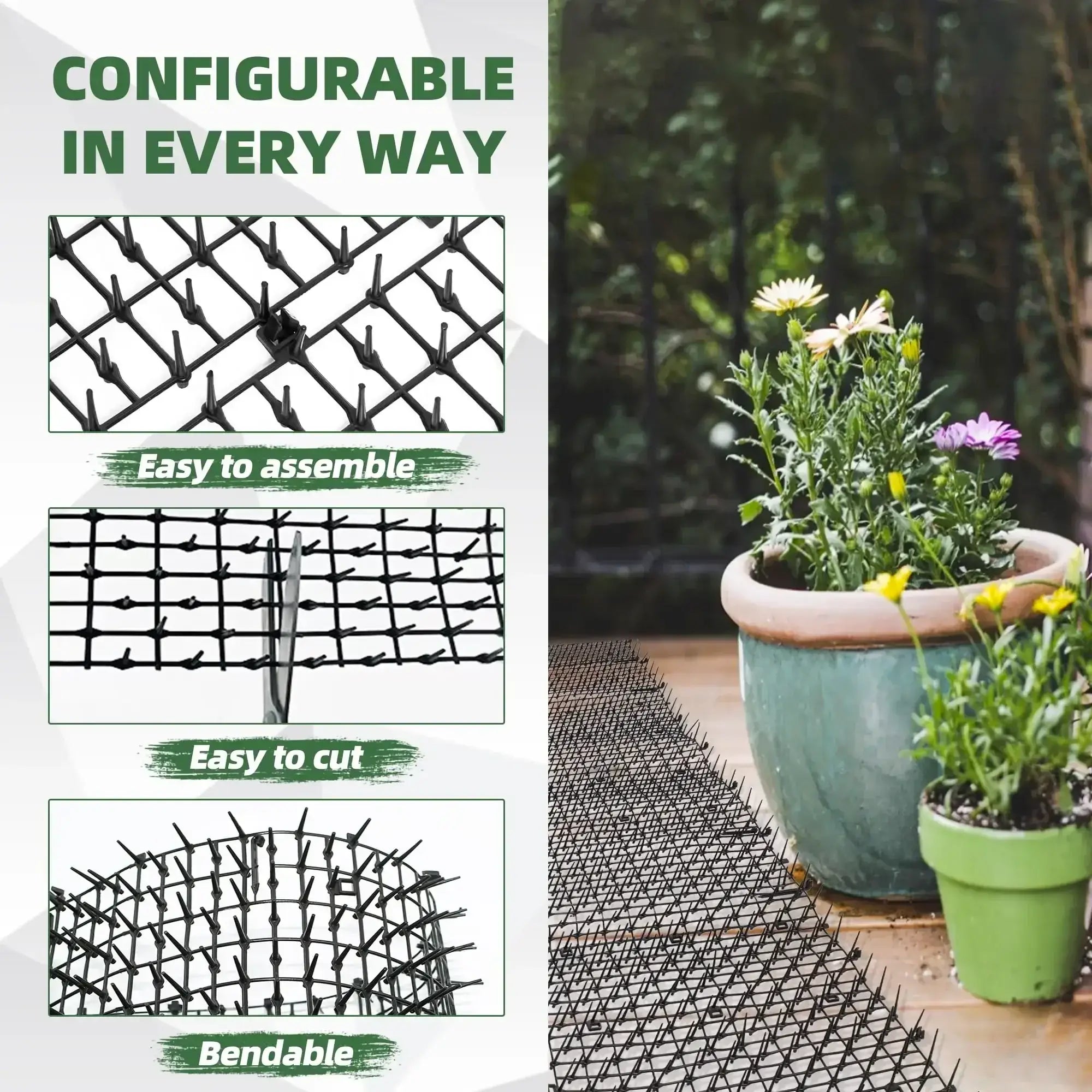 2M Dog Cat Scat Mat Animal Deterrent Repellent Plastic Scarer-Spike Tool Polypropylene Anti Cat Mat Household Garden