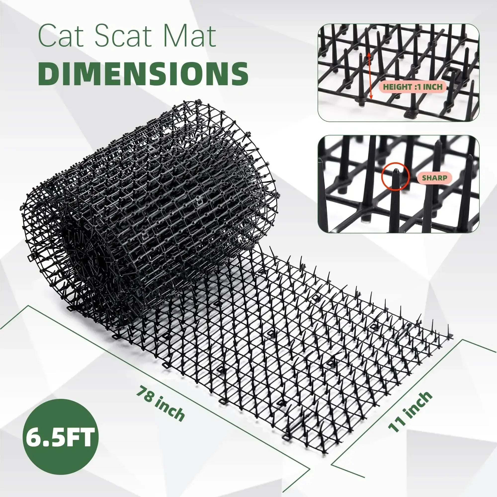 2M Dog Cat Scat Mat Animal Deterrent Repellent Plastic Scarer-Spike Tool Polypropylene Anti Cat Mat Household Garden