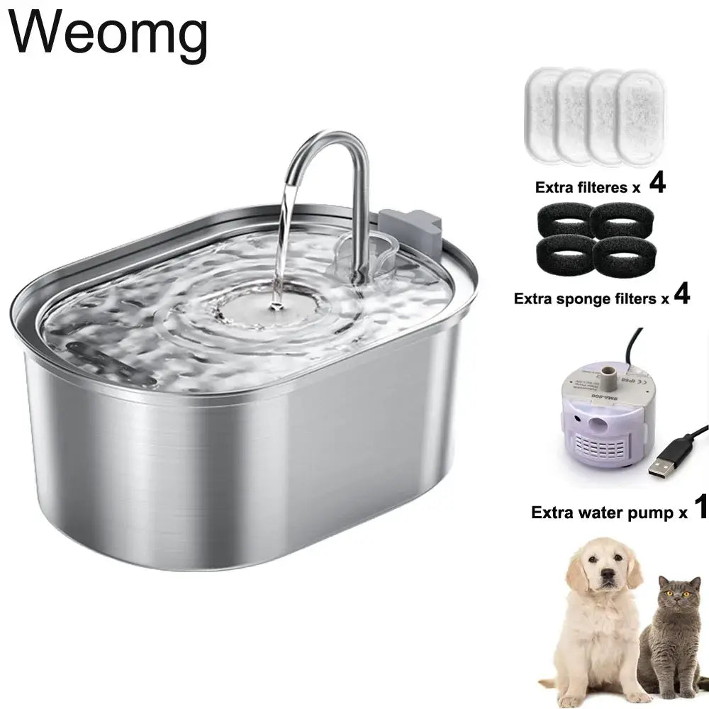 3.2L Stainless Steel Cat Water Fountain Automatic Pet Water Dispenser Accessories Auto Cat Drinking Fountain Dog