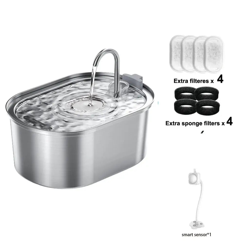 3.2L Stainless Steel Cat Water Fountain Automatic Pet Water Dispenser Accessories Auto Cat Drinking Fountain Dog