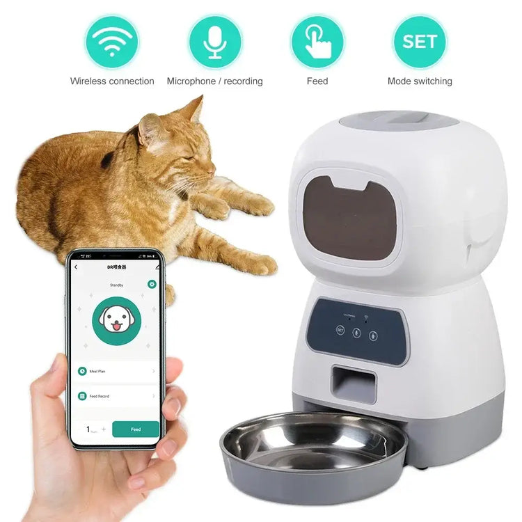 3.5L Automatic Pet Feeder Smart Food Dispenser for Cats Dogs Timer Stainless Steel Bowl Auto Cat Dogs WIFI Feeding Pet