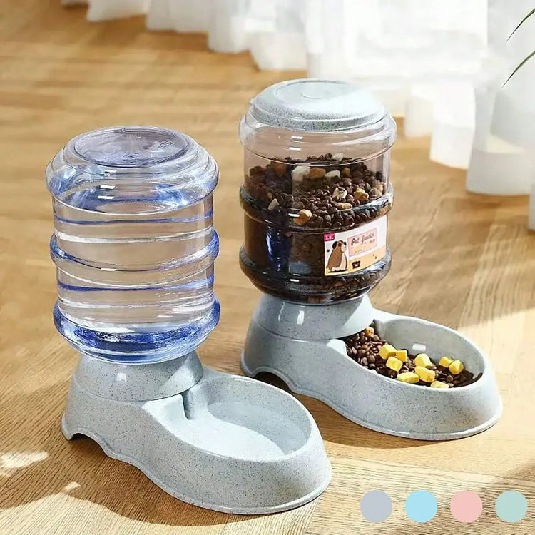 3.8L Large Capacity Automatic Pet Feeder & Water Dispenser Gravity Pet Feeding Station For Small & Medium Pets