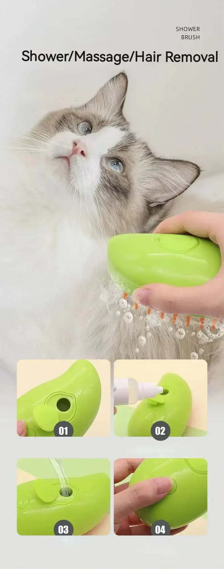 3-in-1 Dog Hair Brush Cat Hair Brush Electric Pet Cleaning Brush Steam Spray Brush Massage Hair Removal Comb Anti