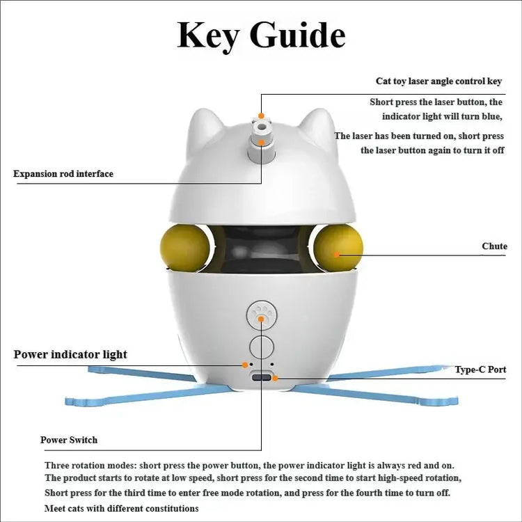 3-in-1 Interactive Cat Laser Toys Funny Electric Rotating Cat Toys for Indoor Cats Laser Toy Automatic Cat Ball Kitten