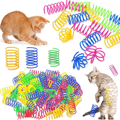 4/200Pcs Cat Spring Toy Cat Spiral Toys Interactive for Indoor Colorful Cats Plastic Springs Coil for Kitten Hunting