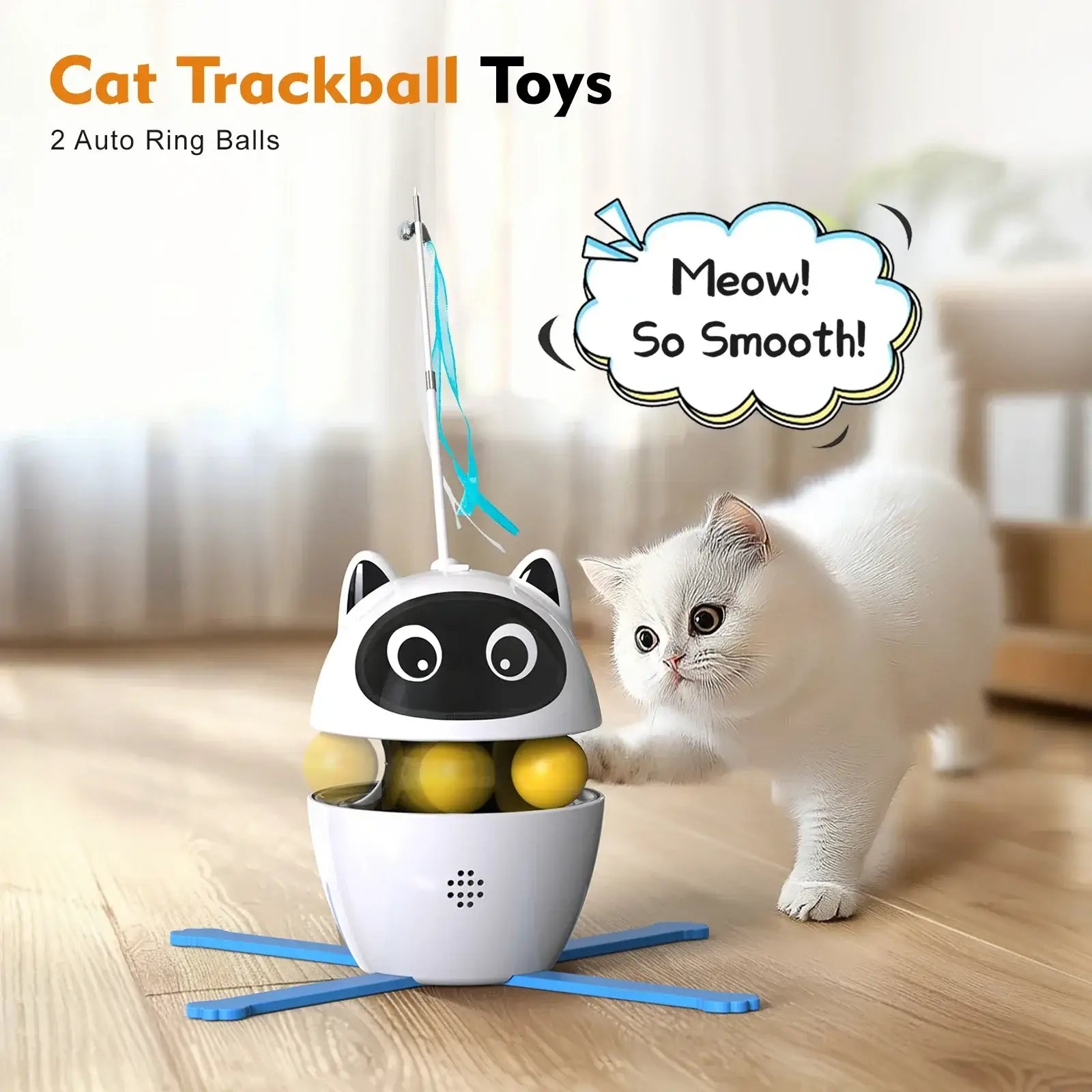 4-in-1 Rechargeable Cat Laser Toy Indoor Electric Interactive Multifunctional Toys Adjustable Laser and 2 Auto Ring