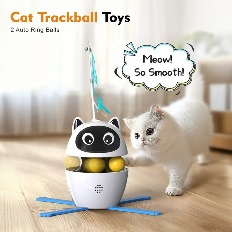 4-in-1 Rechargeable Cat Laser Toy Indoor Electric Interactive Multifunctional Toys Adjustable Laser and 2 Auto Ring