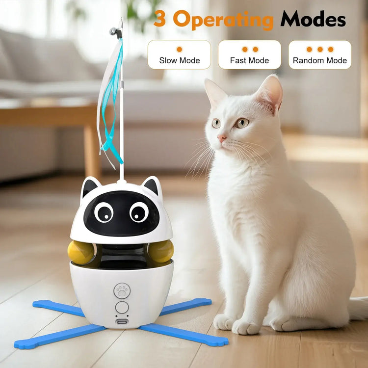 4-in-1 Rechargeable Cat Laser Toy Indoor Electric Interactive Multifunctional Toys Adjustable Laser and 2 Auto Ring