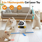 4-in-1 Rechargeable Cat Laser Toy Indoor Electric Interactive Multifunctional Toys Adjustable Laser and 2 Auto Ring