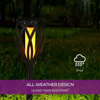 4-Piece Solar Light,Outdoor Hanging 3-in-1 Pathway Torch Lights with Flickering Flame Auto Landscape Lights for Garden