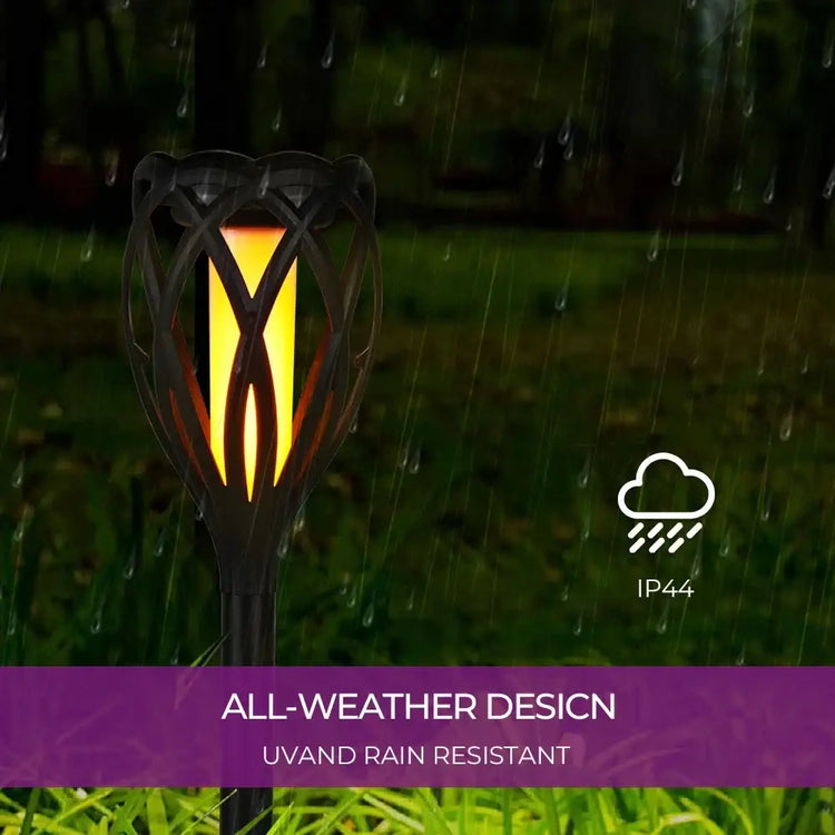 4-Piece Solar Light,Outdoor Hanging 3-in-1 Pathway Torch Lights with Flickering Flame Auto Landscape Lights for Garden