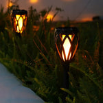 4-Piece Solar Light,Outdoor Hanging 3-in-1 Pathway Torch Lights with Flickering Flame Auto Landscape Lights for Garden