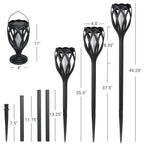 4-Piece Solar Light,Outdoor Hanging 3-in-1 Pathway Torch Lights with Flickering Flame Auto Landscape Lights for Garden