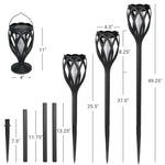 4-Piece Solar Light,Outdoor Hanging 3-in-1 Pathway Torch Lights with Flickering Flame Auto Landscape Lights for Garden
