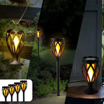 4-Piece Solar Light,Outdoor Hanging 3-in-1 Pathway Torch Lights with Flickering Flame Auto Landscape Lights for Garden