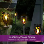 4-Piece Solar Light,Outdoor Hanging 3-in-1 Pathway Torch Lights with Flickering Flame Auto Landscape Lights for Garden