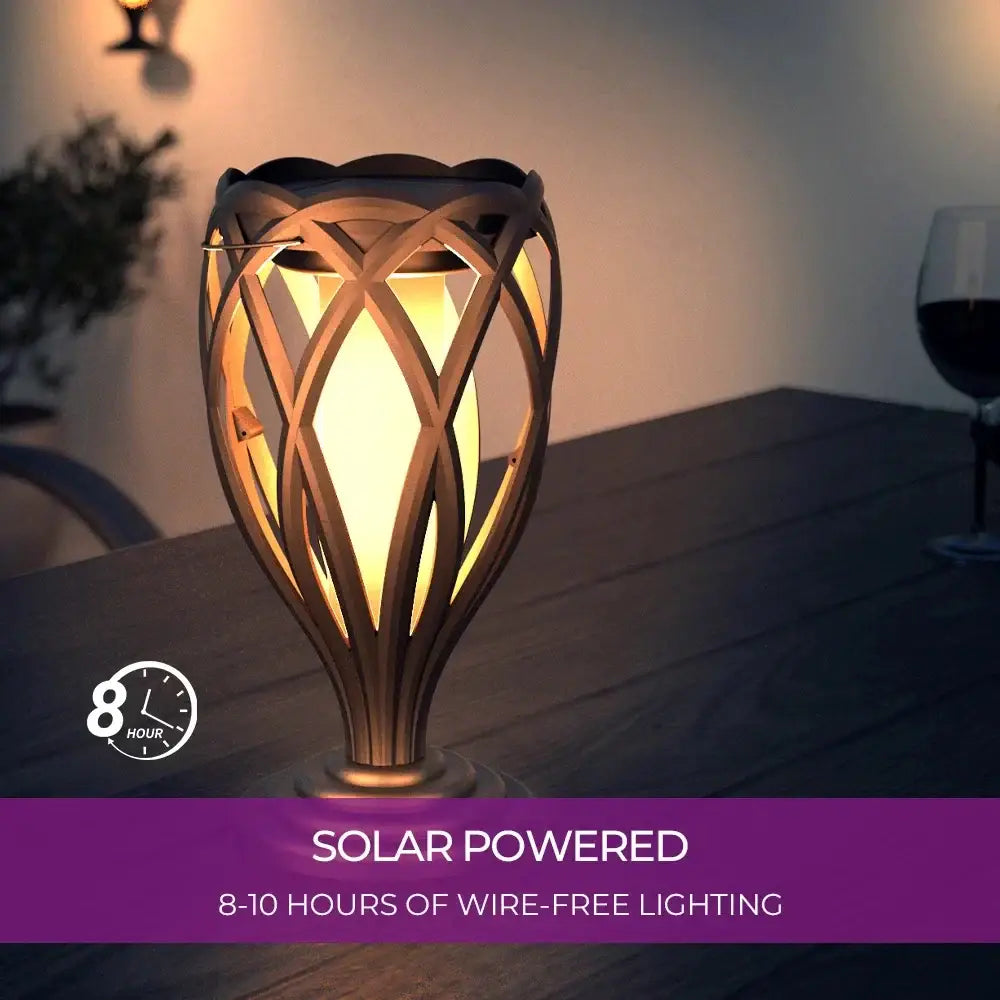 4-Piece Solar Light,Outdoor Hanging 3-in-1 Pathway Torch Lights with Flickering Flame Auto Landscape Lights for Garden