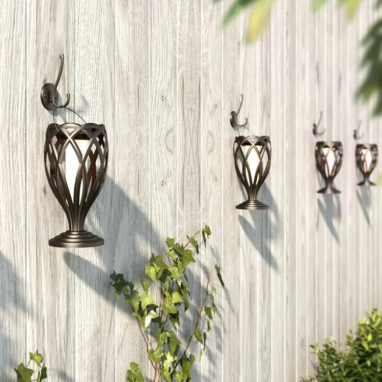4-Piece Solar Light,Outdoor Hanging 3-in-1 Pathway Torch Lights with Flickering Flame Auto Landscape Lights for Garden