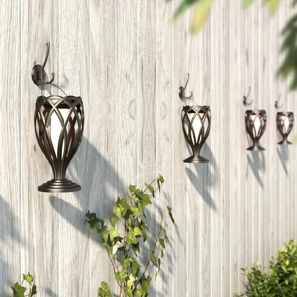 4-Piece Solar Light,Outdoor Hanging 3-in-1 Pathway Torch Lights with Flickering Flame Auto Landscape Lights for Garden