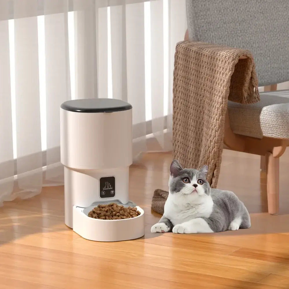 4L Automatic Cat Feeder with WiFi Smart Pet Feeder for Dogs Cats Intelligent Food Dispenser Timed Quantitative Feeding