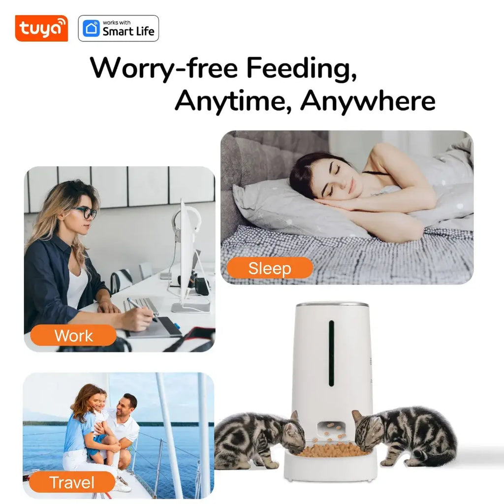 4L Automatic Pet Feeder for1/2Cats,WiFi Smart Feed Automatic Pet Feeder for Cats& Dogs,Timed Pet Food Dispenser with