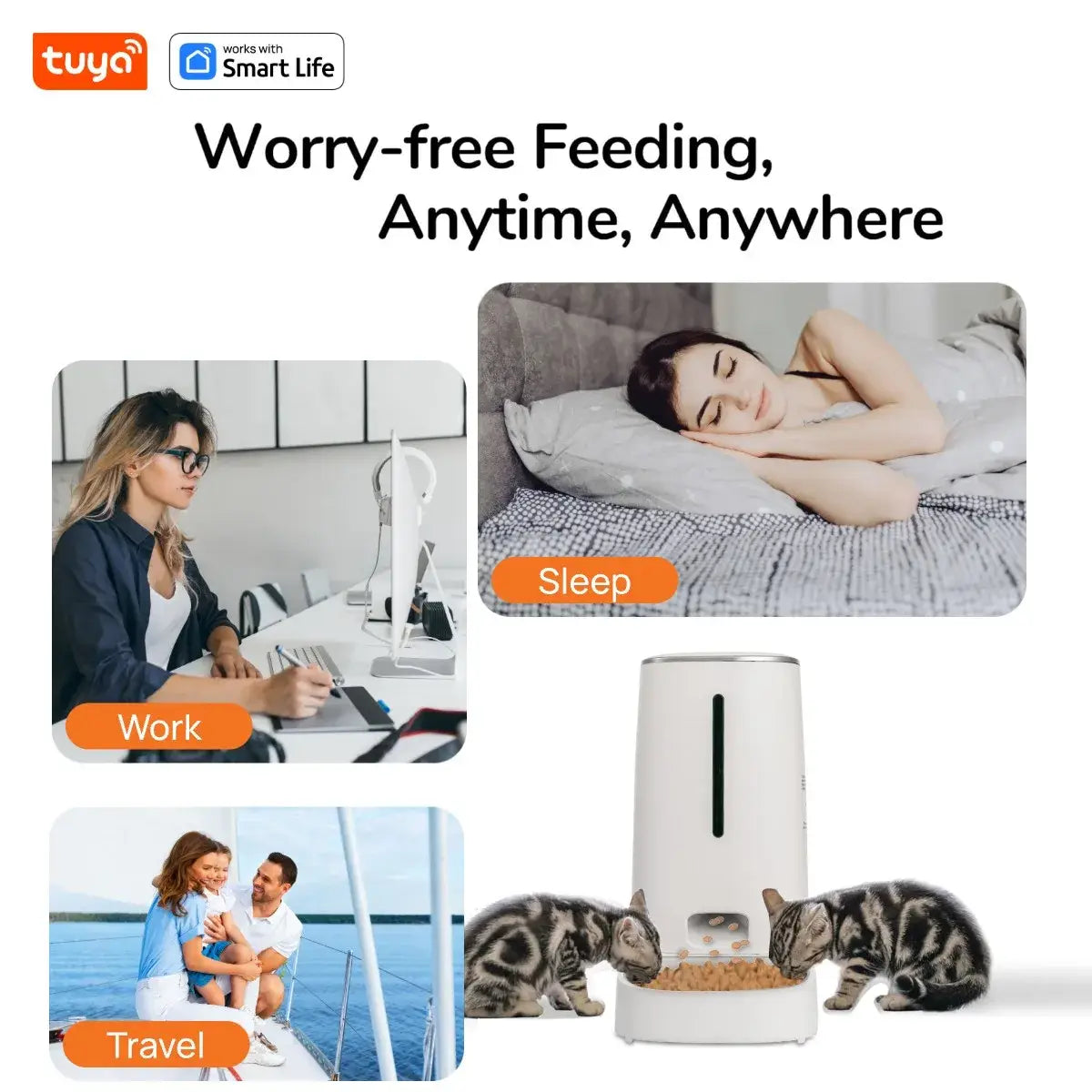 4L Automatic Pet Feeder for1/2Cats,WiFi Smart Feed Automatic Pet Feeder for Cats& Dogs,Timed Pet Food Dispenser with