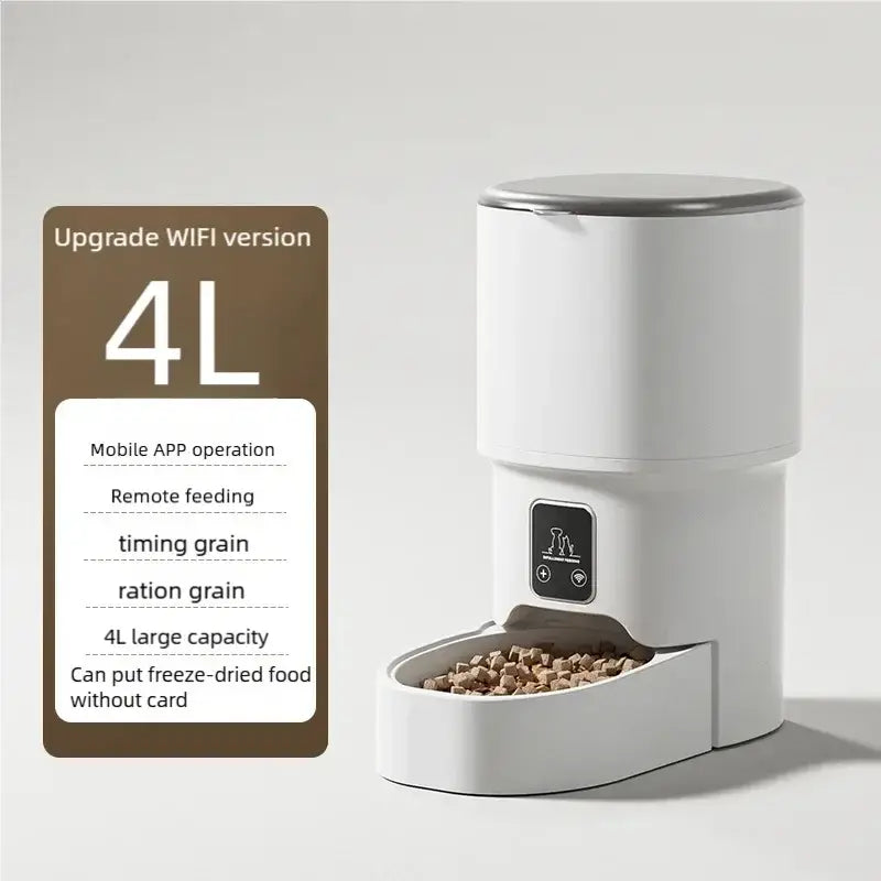 4L Intelligent Pet Feeder WiFi Automatic Food Dispenser Smart Timing Feeding Device With Button Control Pet Feeder