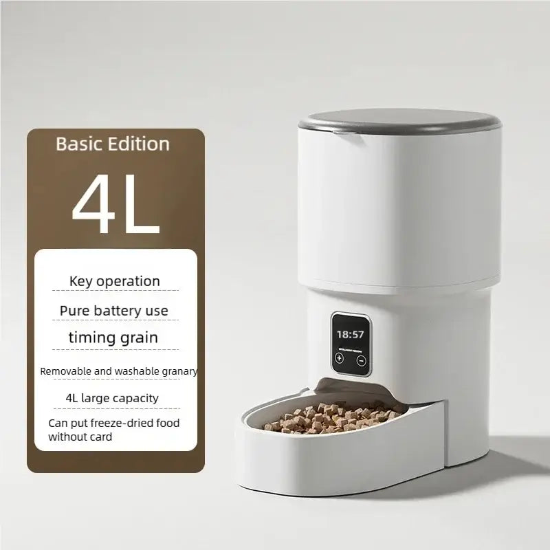 4L Intelligent Pet Feeder WiFi Automatic Food Dispenser Smart Timing Feeding Device With Button Control Pet Feeder