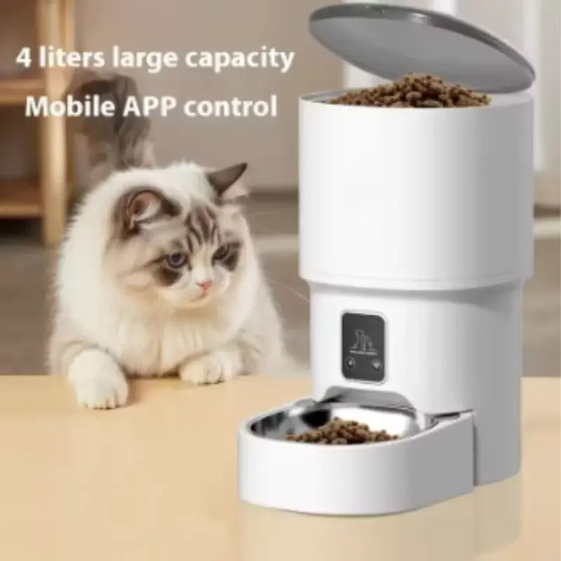 4L WiFi Automatic Pet Feeder for Cats And Dogs Intelligent Food Dispenser with Button Control Smart Pet Feeder