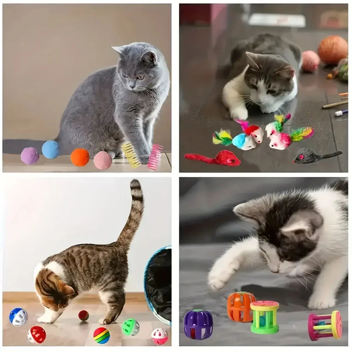 56pcs/28pcs/14pcs Cat Toys Mixed Pack. A Combination of Various Plastic Toys and Plush Toys Suitable for Multiple Cats