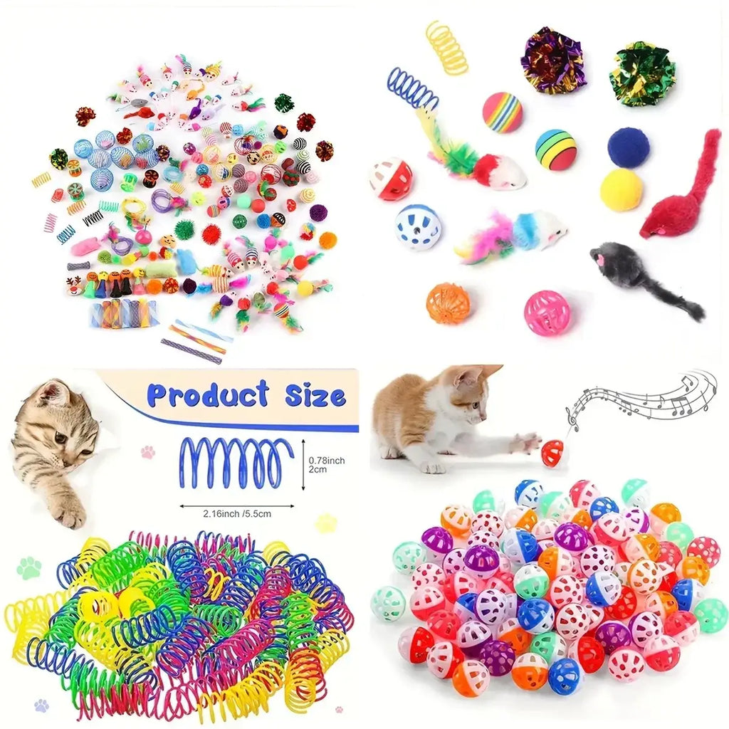 56pcs/28pcs/14pcs Cat Toys Mixed Pack. A Combination of Various Plastic Toys and Plush Toys Suitable for Multiple Cats