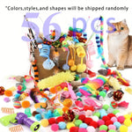 56pcs/28pcs/14pcs Cat Toys Mixed Pack. A Combination of Various Plastic Toys and Plush Toys Suitable for Multiple Cats