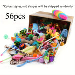 56pcs/28pcs/14pcs Cat Toys Mixed Pack. A Combination of Various Plastic Toys and Plush Toys Suitable for Multiple Cats