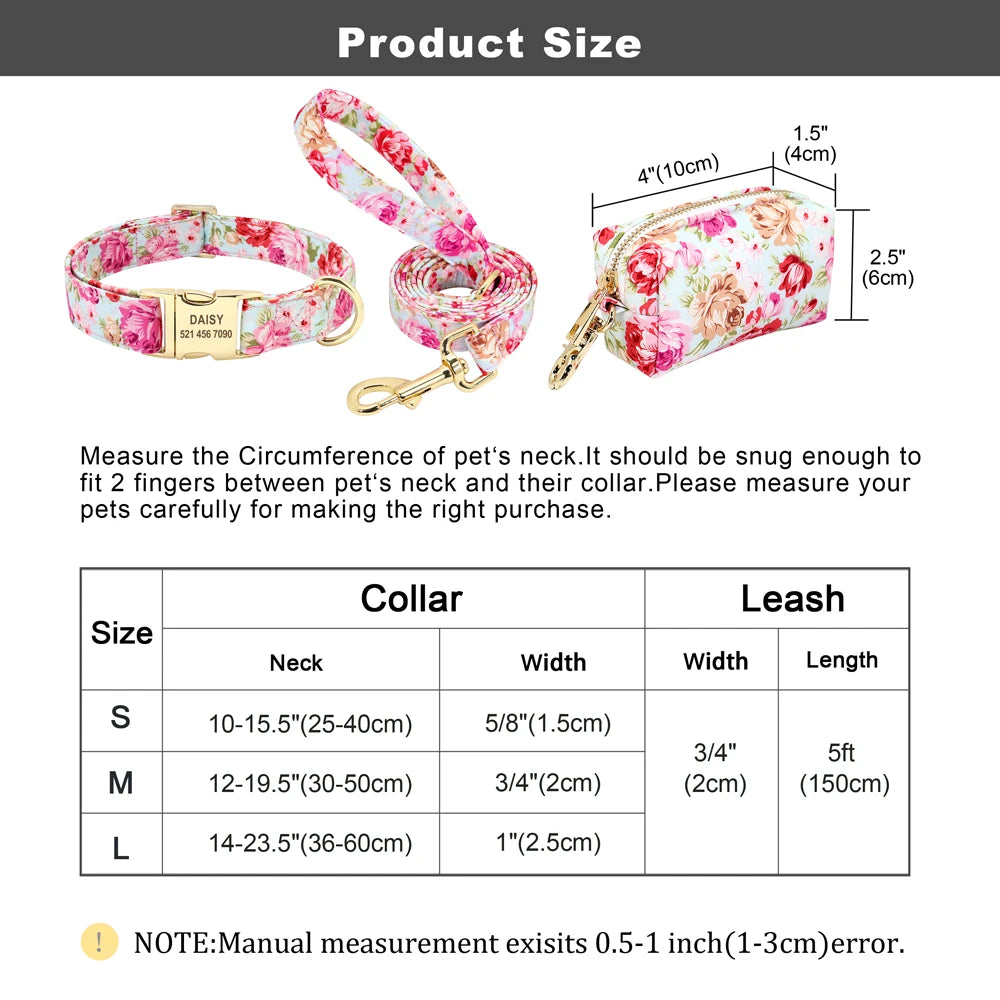 Flower Dog Collar Leash Set