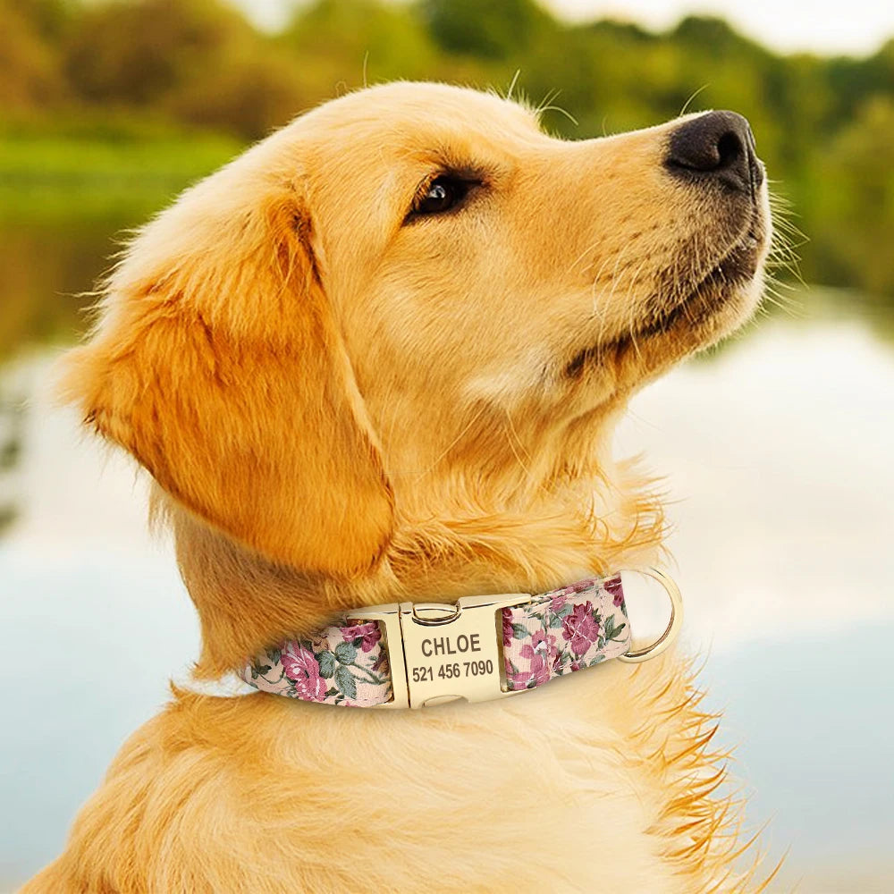 Personalized Floral Dog Collar